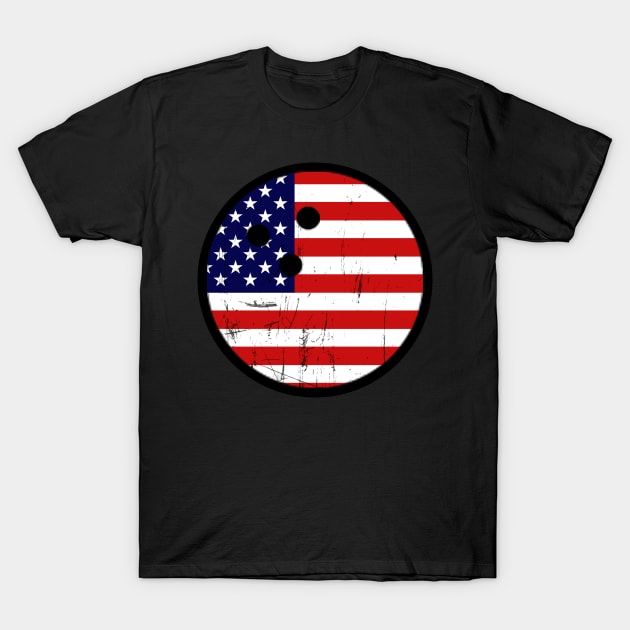 Usa America Flag Bowling 4Th Of July T-Shirt by mazurprop